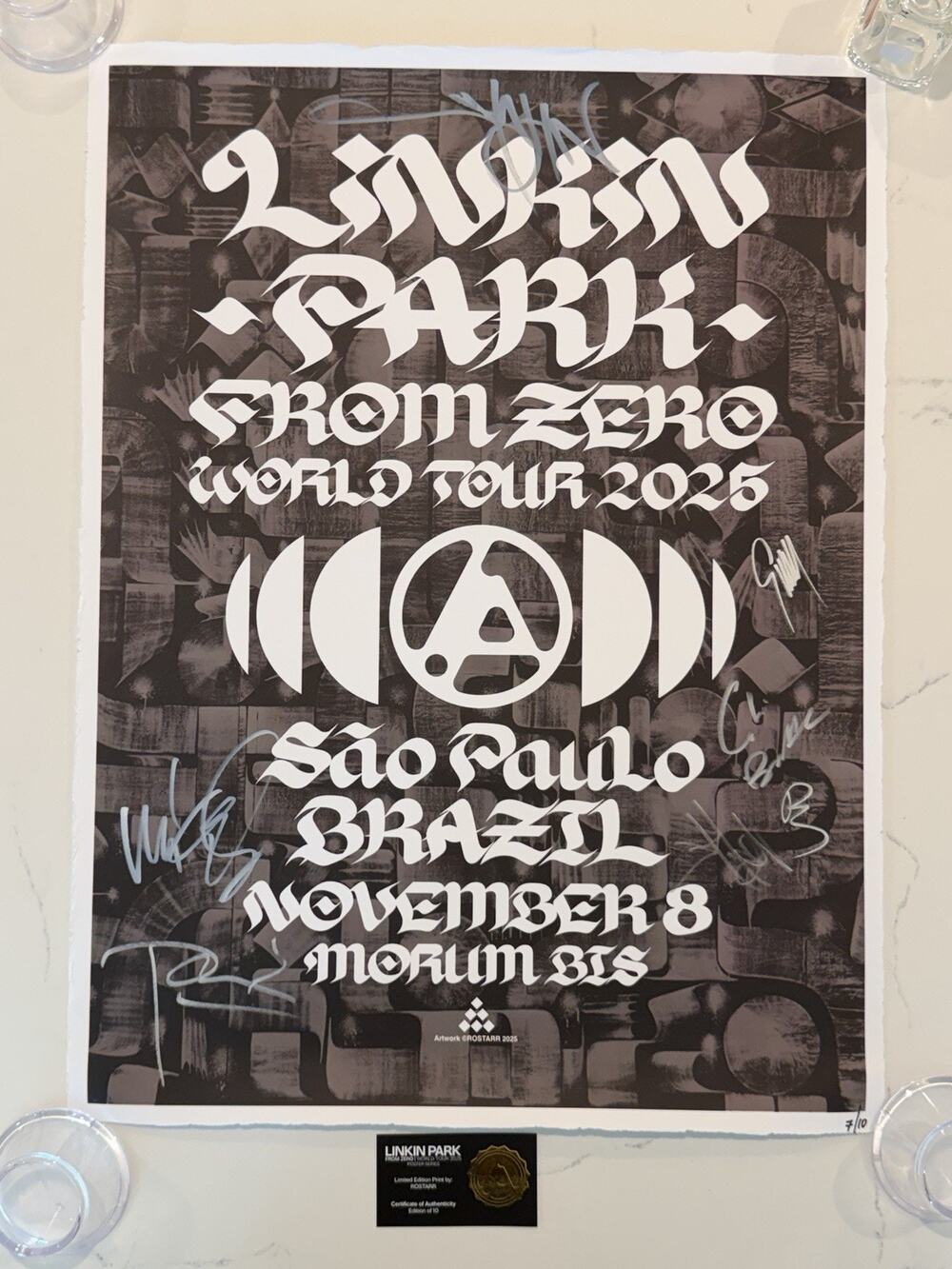 Linkin Park From Zero 7/10 San Paulo Brazil SIGNED POSTER Entire Band AUTO COA